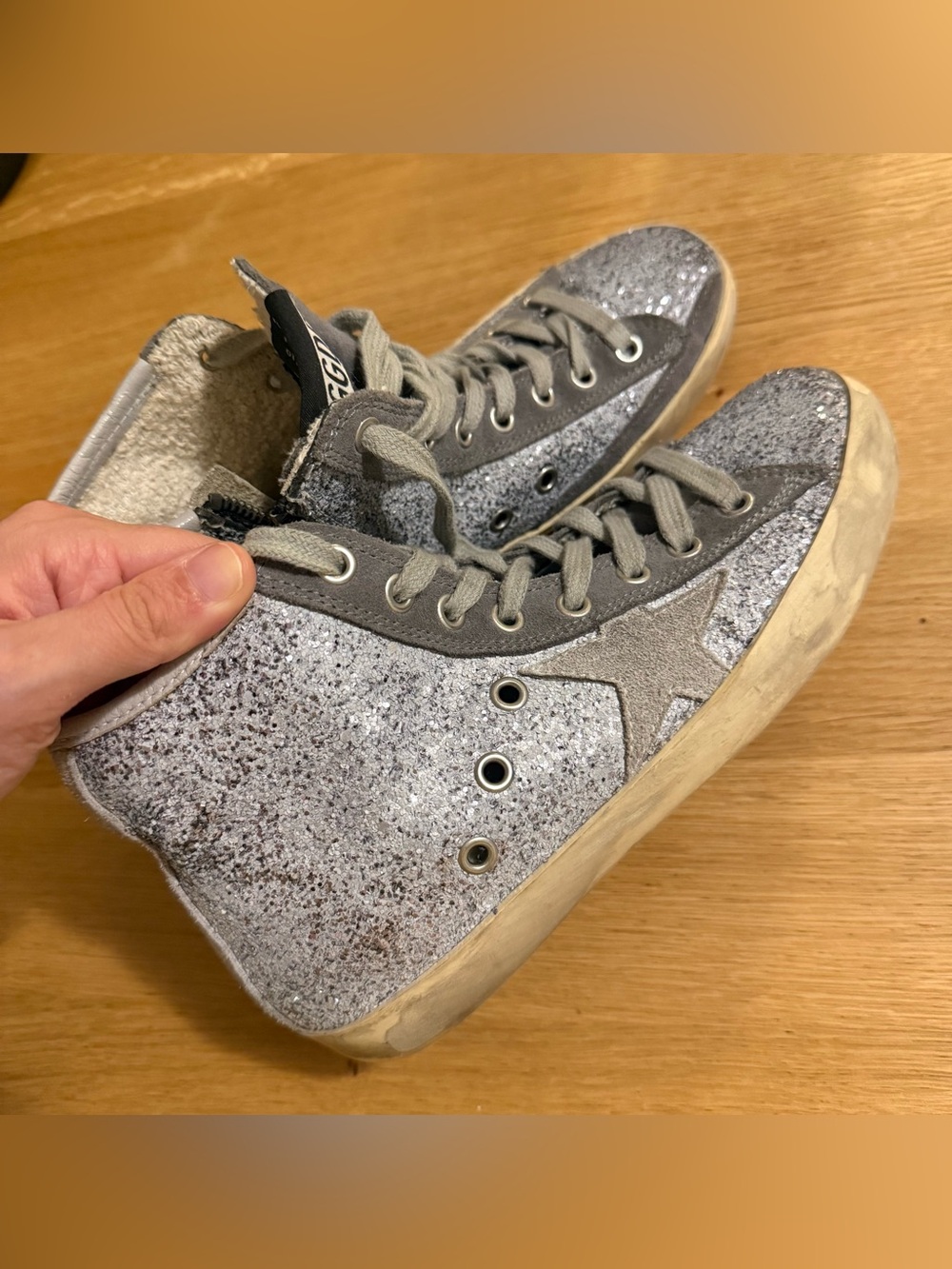 Golden Goose Francy Glitter High Top Sneaker, SZ 36